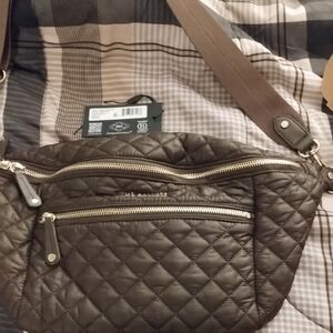 MZ Wallace Brown Quilted Crossbody Bag with Diamond Pattern